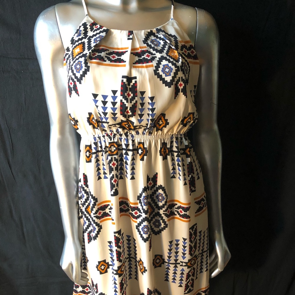 Multi colored tribal print flirty dress